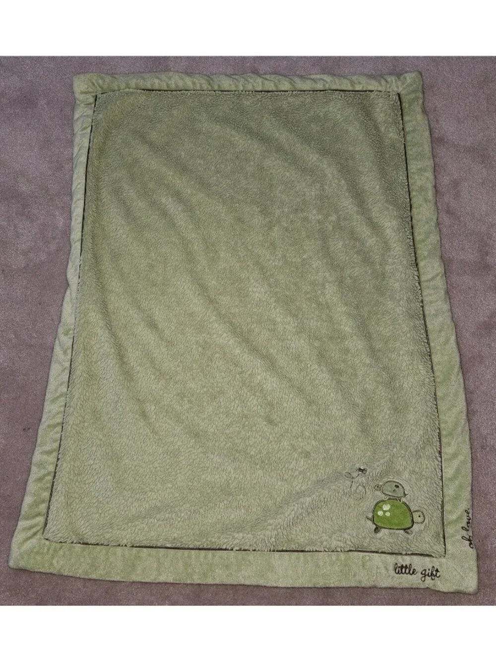 Koala Baby Blanket Little Gift of Love Green Turtles 30x40 Fleece Sherpa 2010